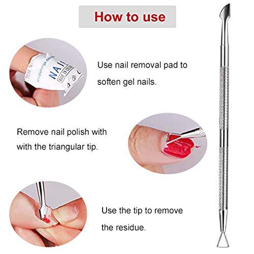 Nail Cuticle Pusher 2 Pack Stainless Triangle Gel Nail Polish Remover Cuticle Peeler Scraper