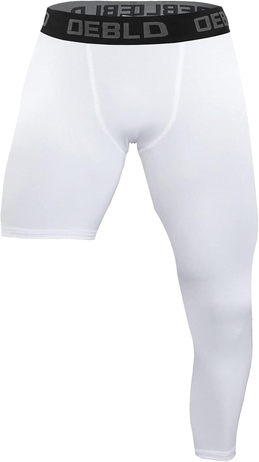 OEBLD Single Leg 3/4 Compression Tights, Unisex Sports Compression Pants,  One Leg Basketball Leg Sleeves Black+white-right-short Medium
