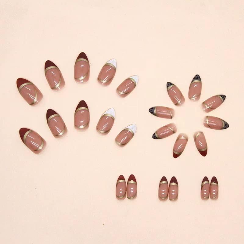 Retro Matte Shiny Fake Nail Almond Press on Nails for Nail Art Decoration  24pcs | eBay