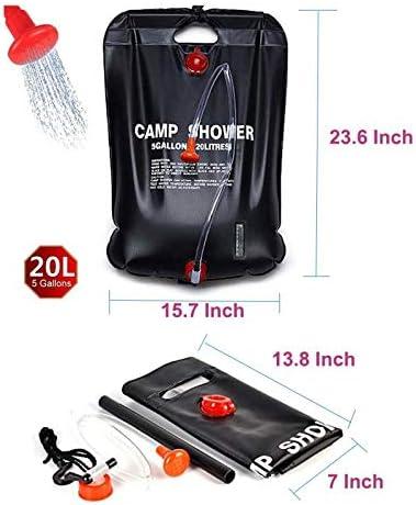 20L Portable Camping PVC Water Solar Energy Heated Camp Shower Bag with  Shower Head