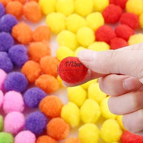 300 Pieces 1 inch Assorted Pompoms with 100pieces Wiggle Eyes Multicolor Arts and Crafts Pom Poms Balls for Kids DIY Art Creative Crafts Decorations