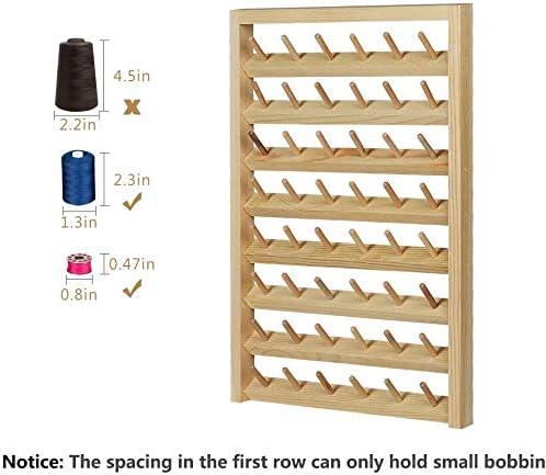 54-Spool Wall Mounted Wooden Thread Holder Sewing Thread Rack with Hanging  Hook