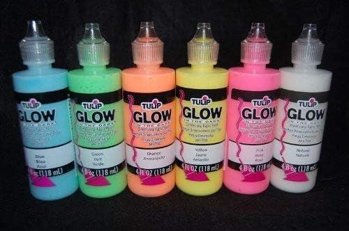 4 Ounce Set Glow in the Dark Luminous Fluorescent Fabric Paint for Fabrics  & Art with
