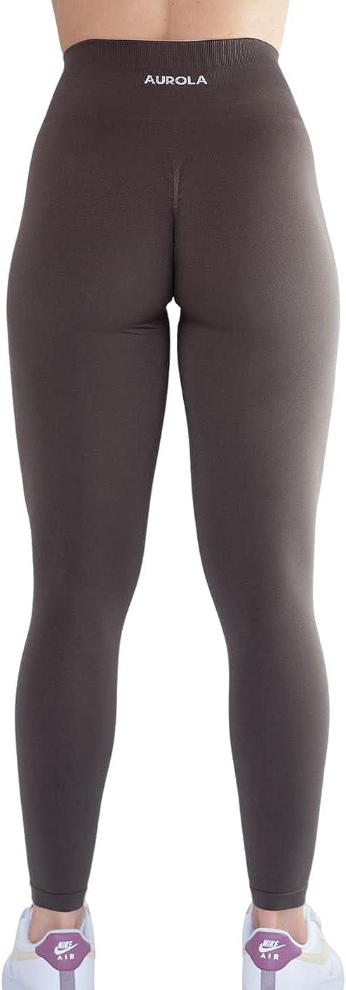 AUROLA Workout Leggings for Women Seamless Scrunch Tights Tummy Control Gym  Fitness Girl Sport Active Yoga Pants Medium Chestnut Brown