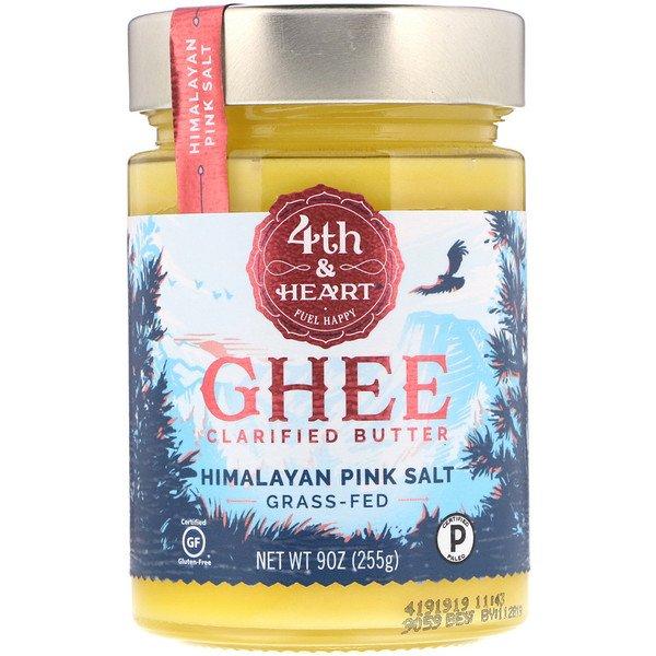 4th & Heart Ghee Clarified Butter GrassFed Himalayan Pink Salt 9 oz