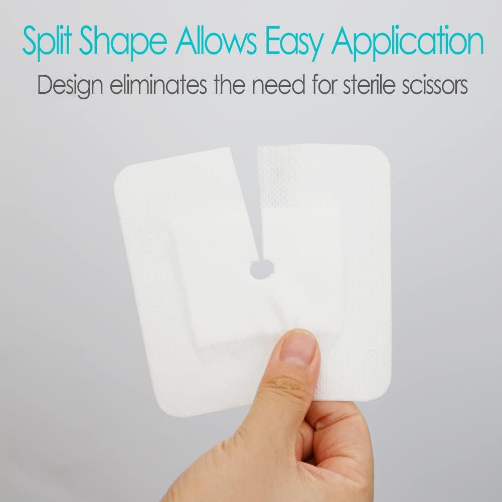 Peritoneal Dialysis PD Catheter Drain Split Bordered Gauze Island Dressing Pad for Stomach