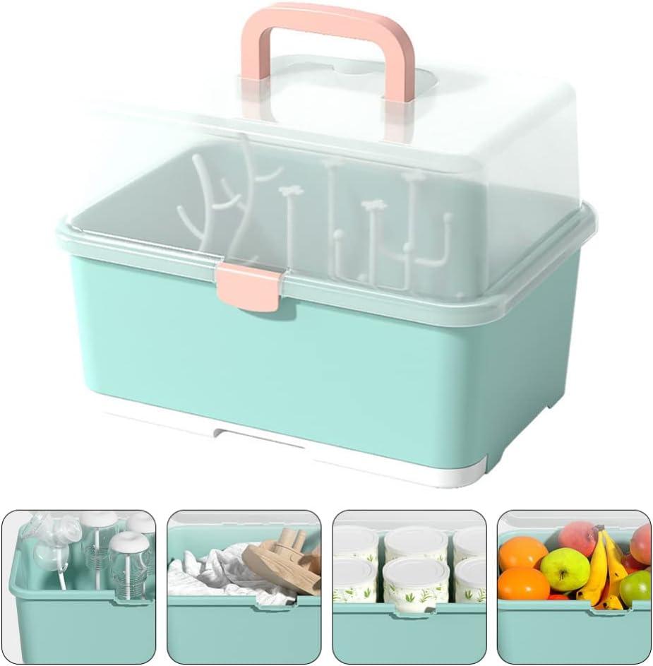 1pc Baby Bottle Organizer Box With Lid, Dustproof Water Cup Drip