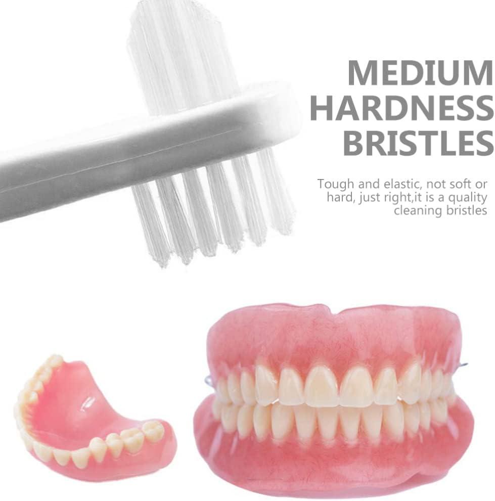 Healvian Denture Brush Toothbrush 3Pcs Denture Brush Dual Head