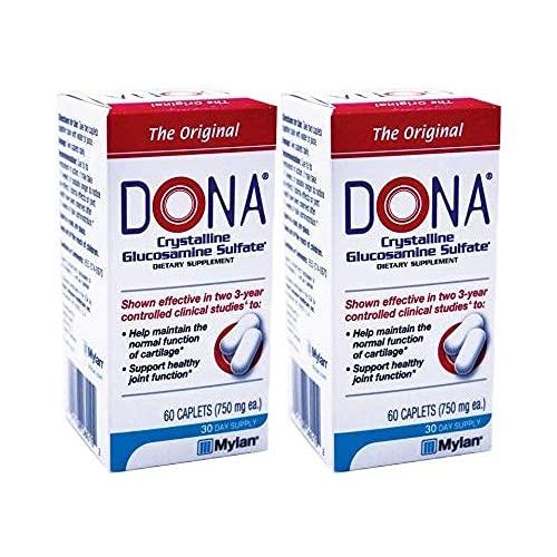 Dona Crystalline Glucosamine Sulfate, 750 Mg, 60 Count (2 Pack)