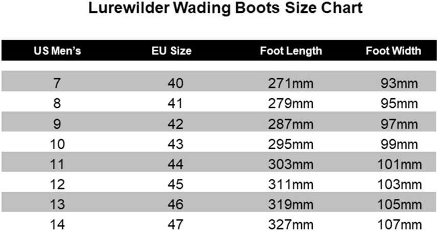 Lurewilder Men's Wading Boots Felt Sole for Fly Fishing Felt