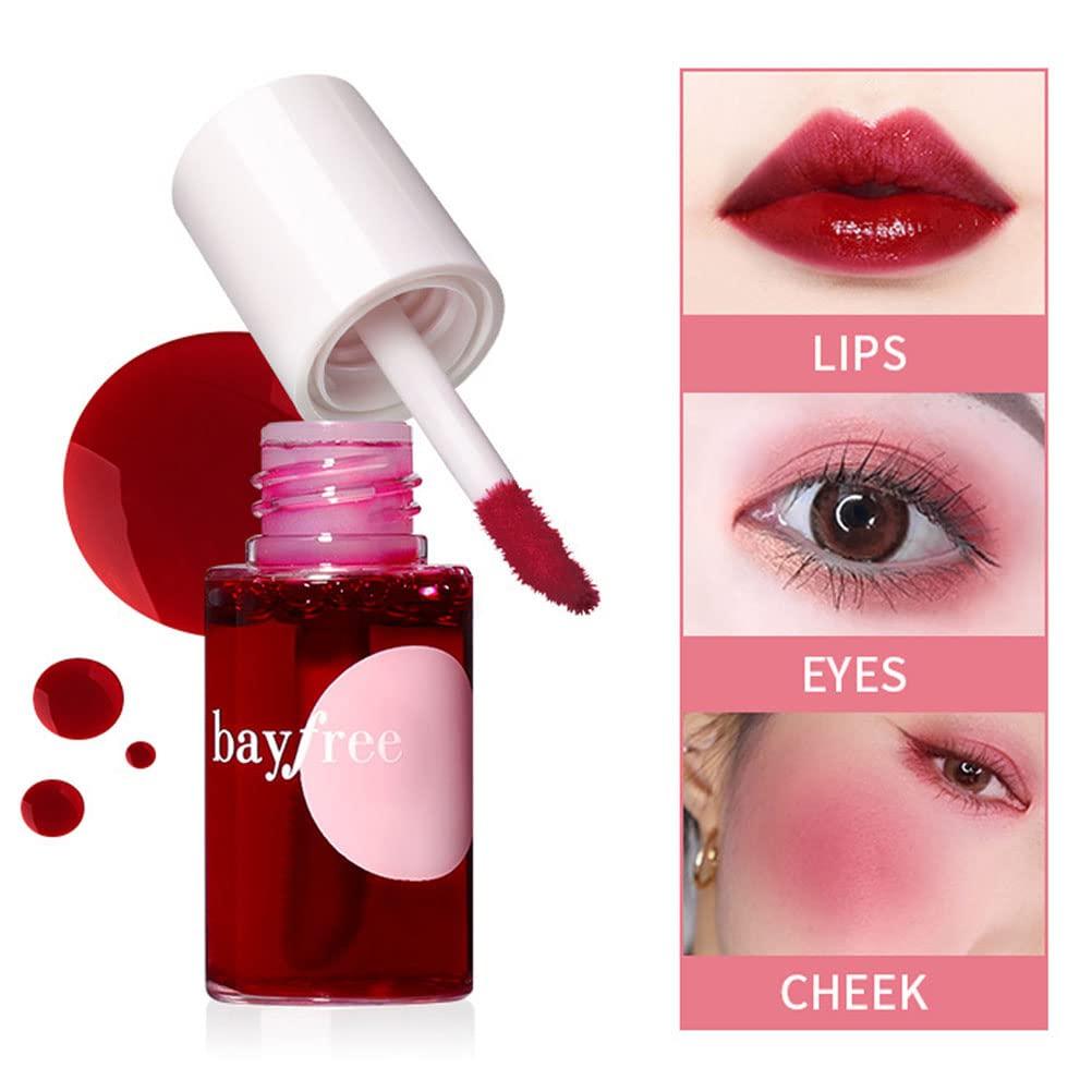 2 Colors Lip Tint Stain, Plump Lip Gloss Moisturizing Tinted for Cheek & Lip,  Long lasting, Glossy Korean Mini Liquid Lipstick, Easy Apply #01 APPLE& #03  WATERMELON