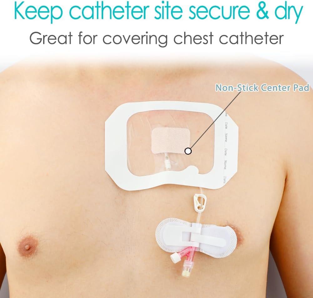 20 Pcs Waterproof Chest Catheter Shower Covers - Non-Stick Film Dressings  for Chemo Port PD Dialysis PICC & IV Line Protection - 4x4.75 Inch Bandages  | Buy Now with Express International Delivery | GoSupps.com