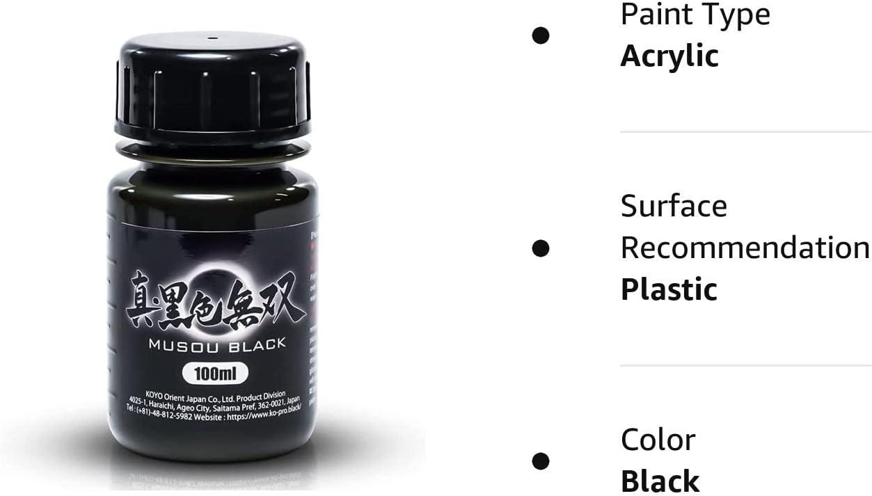 Musou Black Water-based Acrylic Paint - 100ml - Made in Japan - Blackest  Black in the World 3.38 Fl Oz (Pack of 1)
