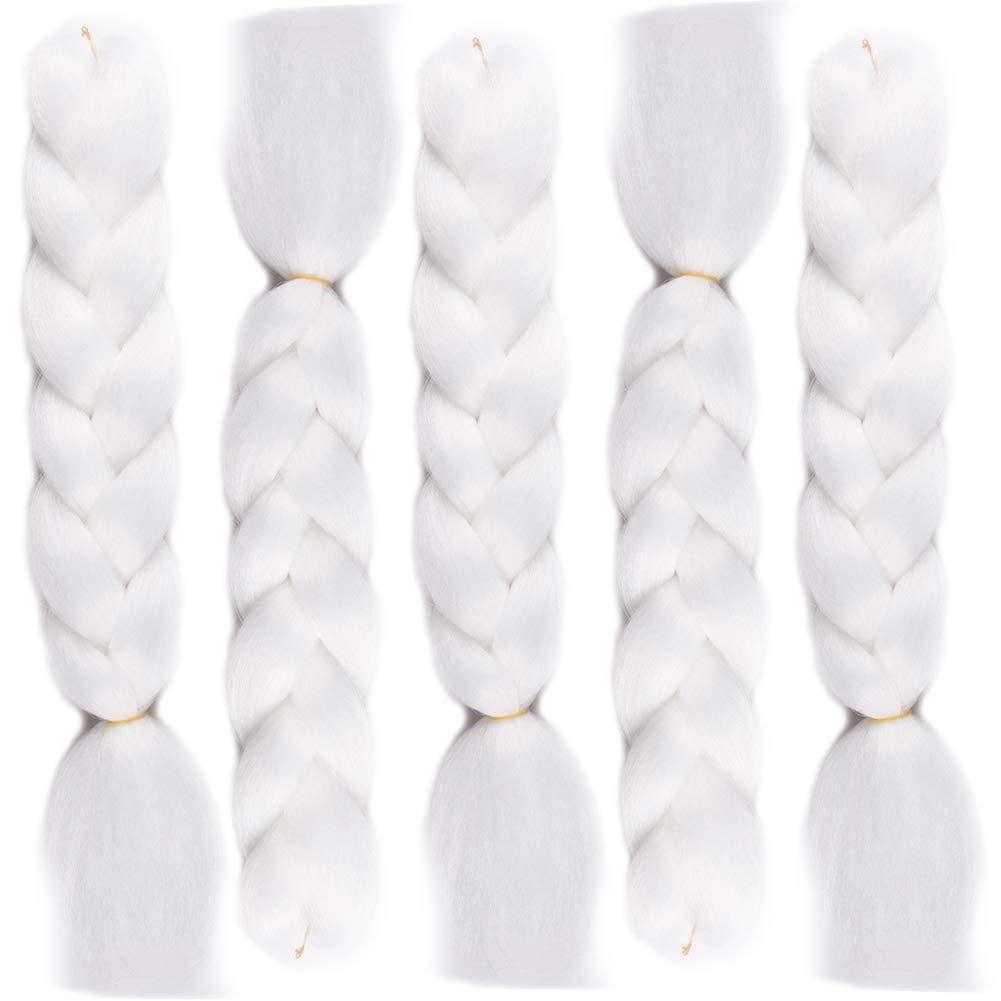 White Kanekalon Box Braids Hair Extensions - Glowing & Shining Jumbo ...