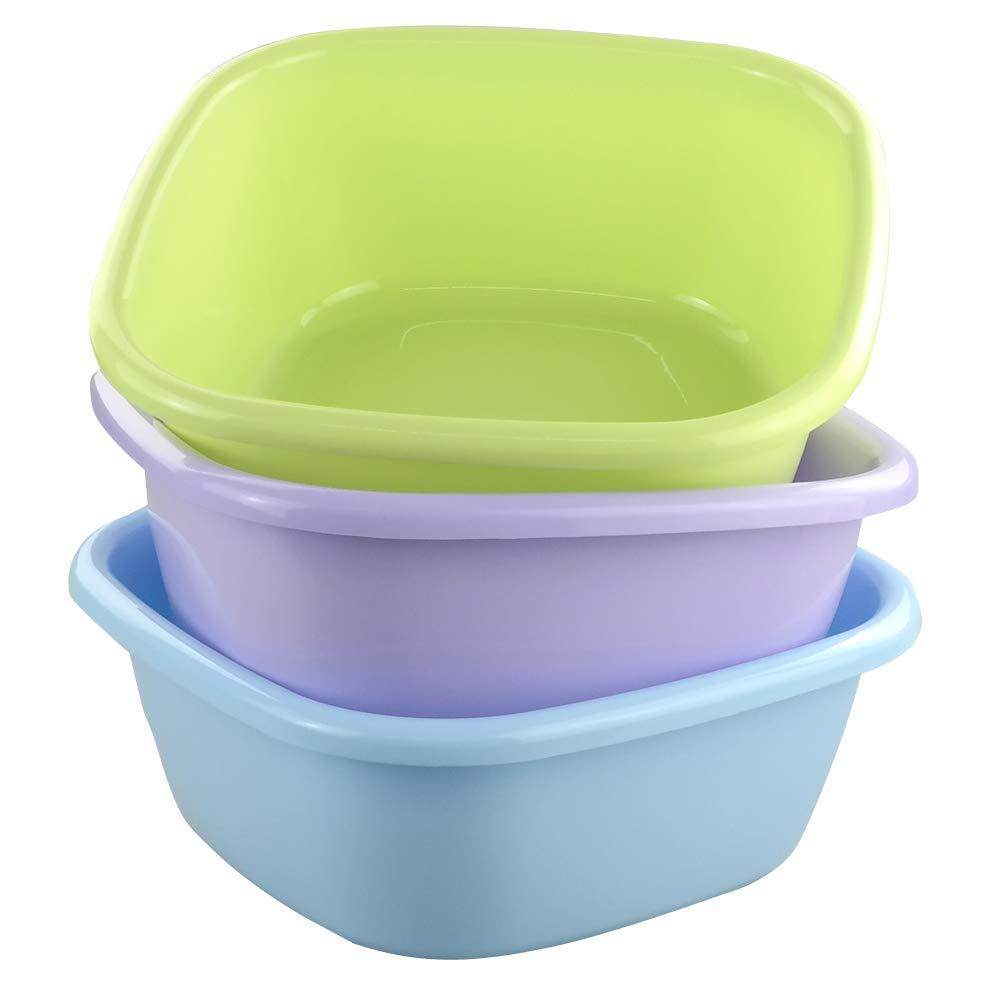 Yuright Plastic Wash Basin, 12 Quart Plastic Tubs, 3 Packs