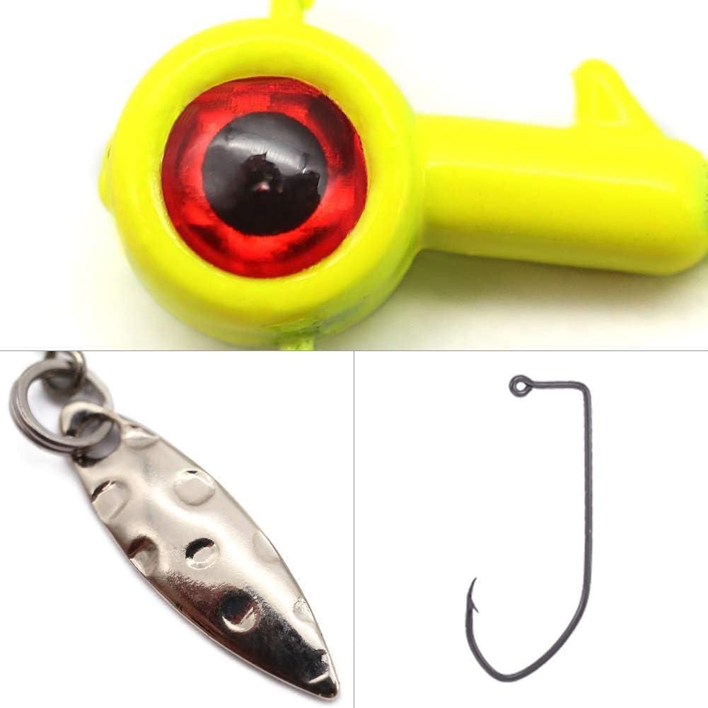 XFISHMAN Crappie-Jigs-Heads-Kit 1/8 1/16 1/32oz 50 Pack Panfish Fishing  Jigs Lead Head Jig Hook Lure 1/16oz-W/Spinner