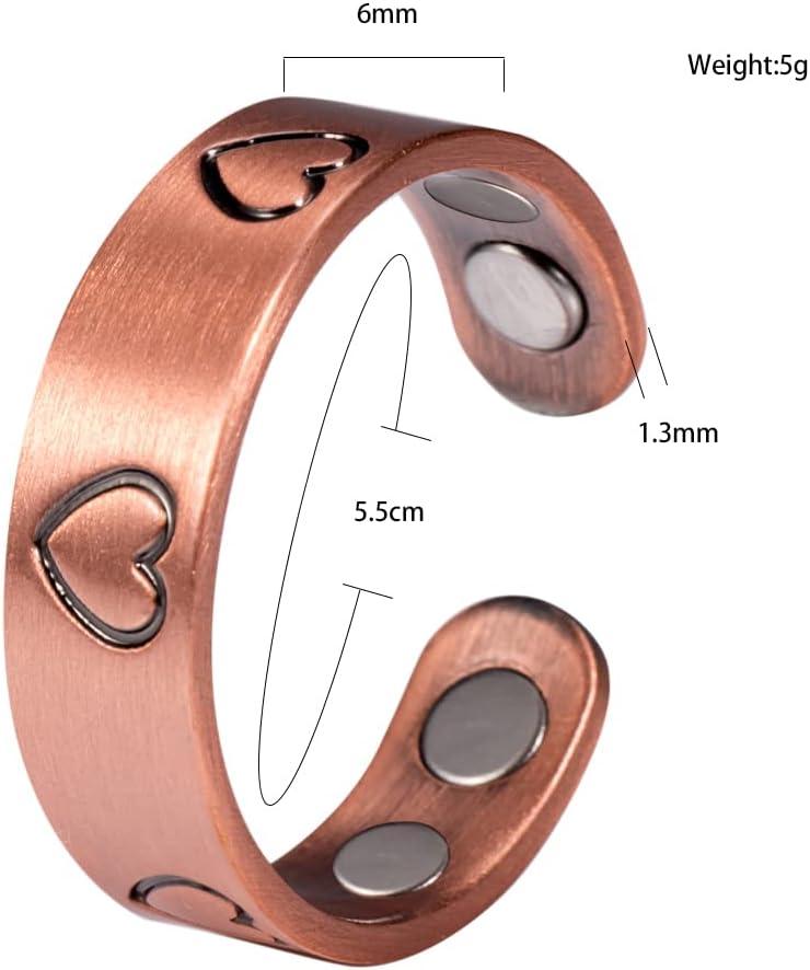 Vicmag 2PCS Lymph Drainage Copper Rings for Women Arthritis Magnetic  Therapy for Pain Relief RSI with 3500 Gauss Magnets100 Solid Pure Copper  Jewelry Gift (Love Heart) Black