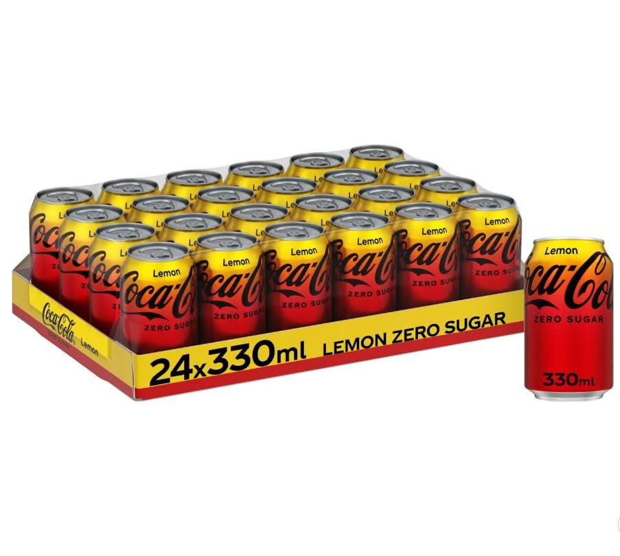 Coke Zero No Sugar Lemon Flavour 330ml Cans (24 Cans x 330ml) Lemon 24 Cans x 330ml