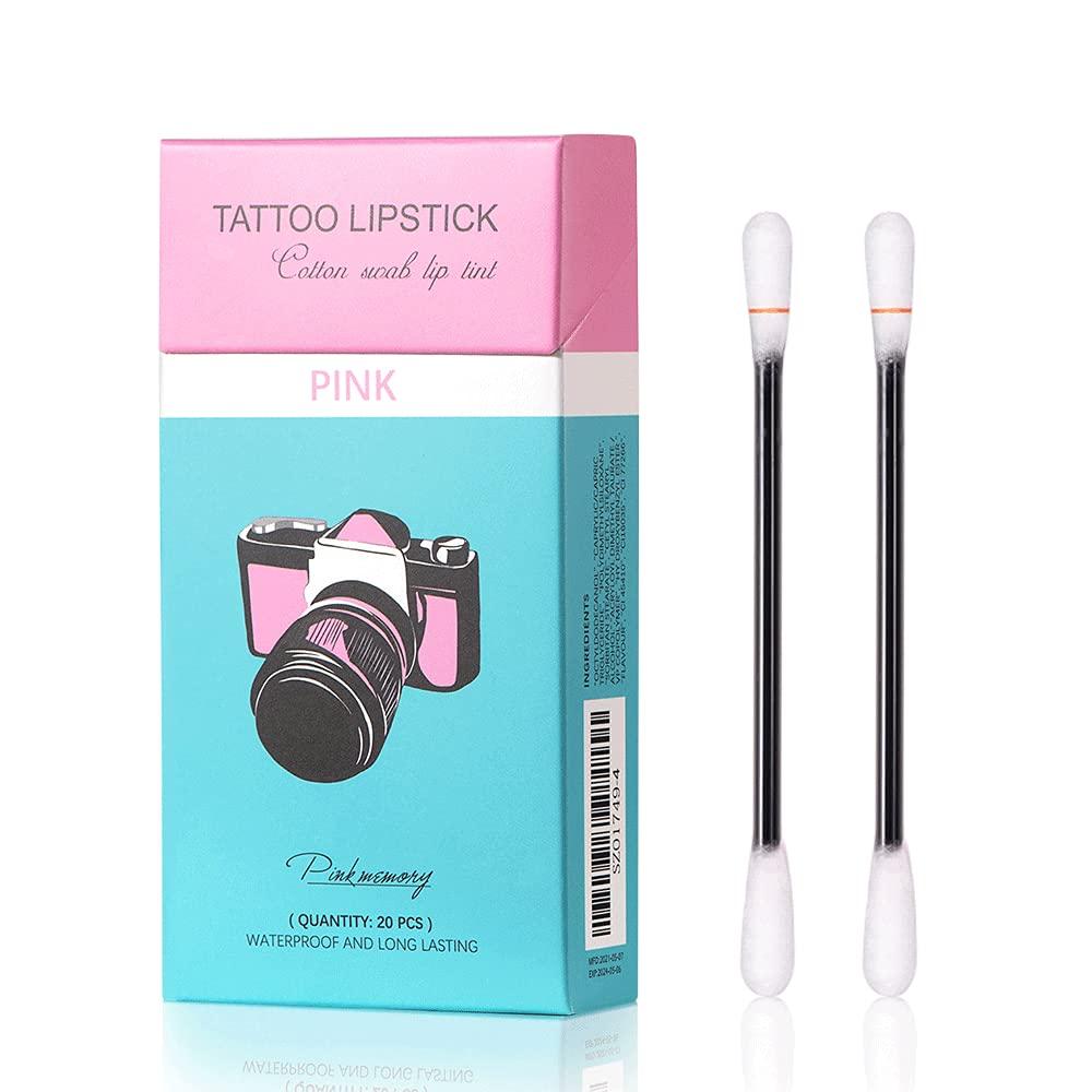 Eliversion 20Pcs Tattoo Lipstick Cotton Swab Waterproof NonStick