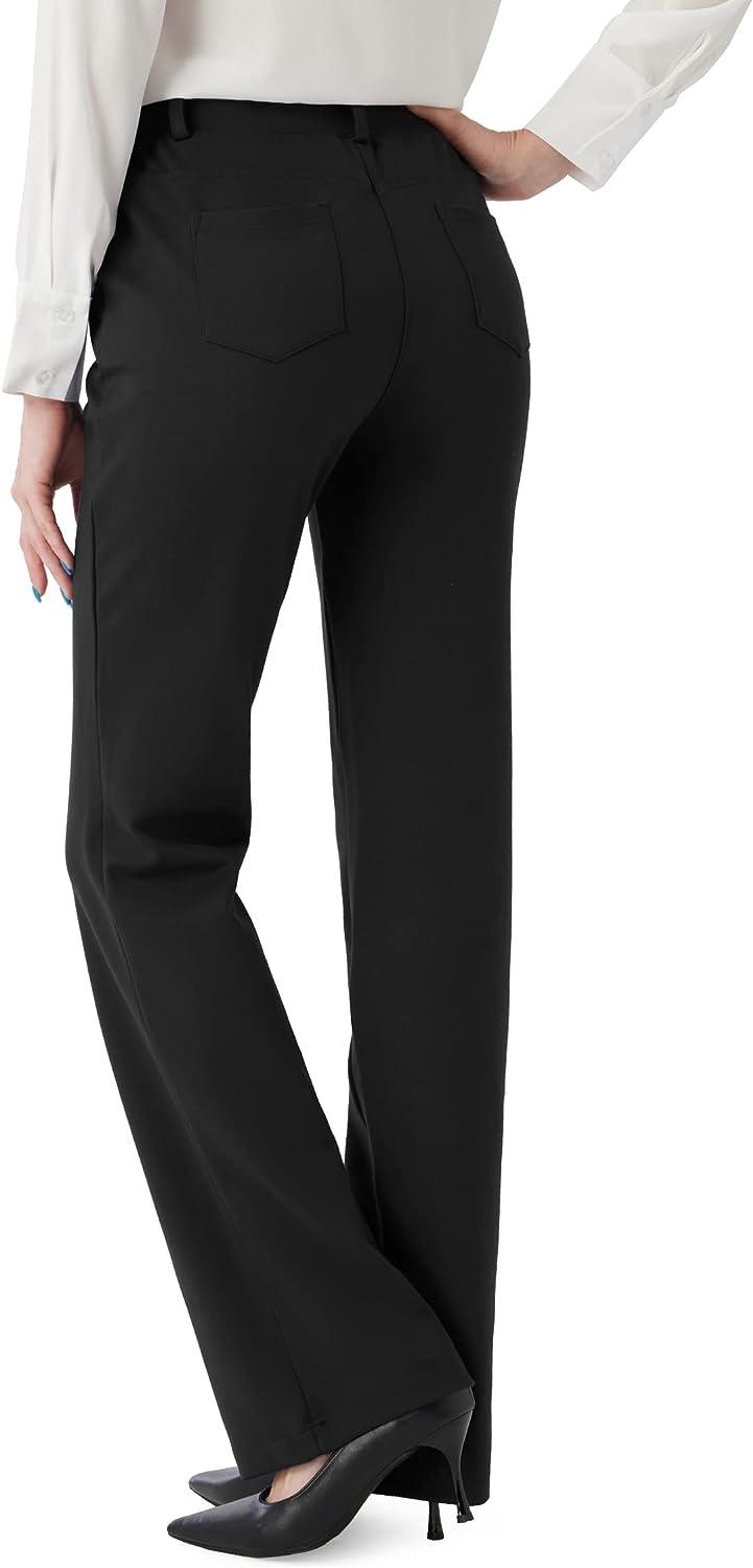 Stelle Women 28/30/ 32 Bootcut Dress Pants Business Casual Work Pants  with Pockets Pull On Regular Slacks for Office (30 Charcoal, XX-Small) at   Women's Clothing store