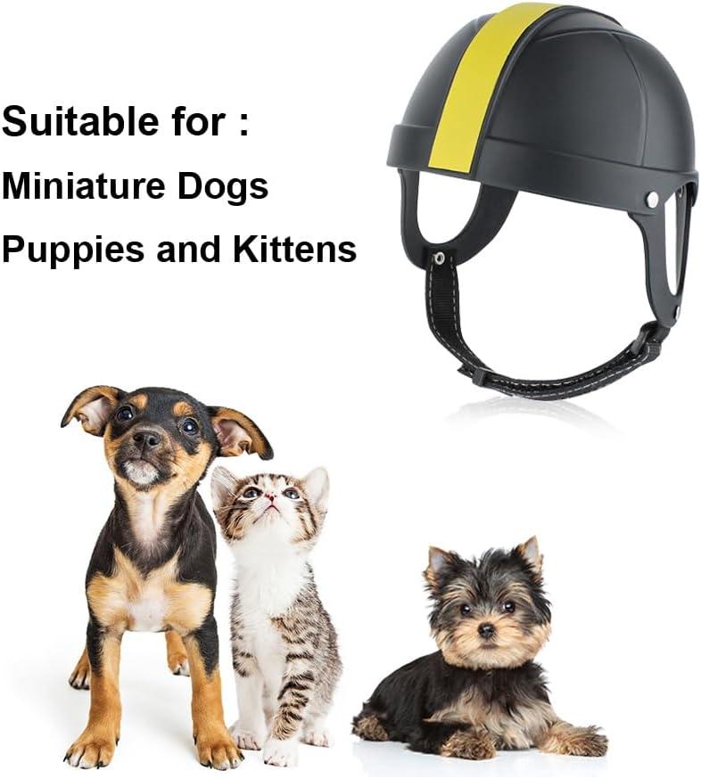 Pet Motorcycle Helmet for Dogs & Cats | Adjustable Chin Straps | Outdoor  Bike Safety Cap in Black & Yellow | Buy Now with Express International  Delivery | GoSupps.com