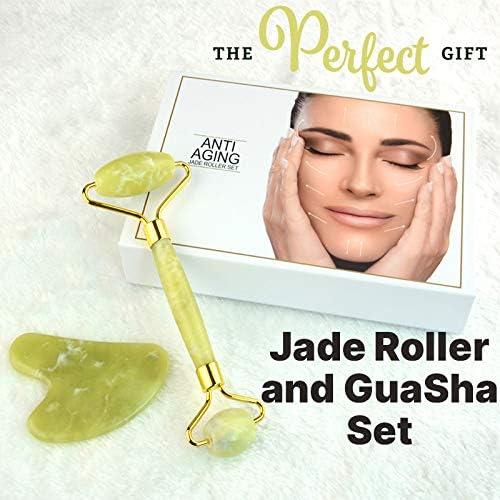 Jade Roller and Gua Sha Set for AntiAging, Slimming, and Facial Therapy