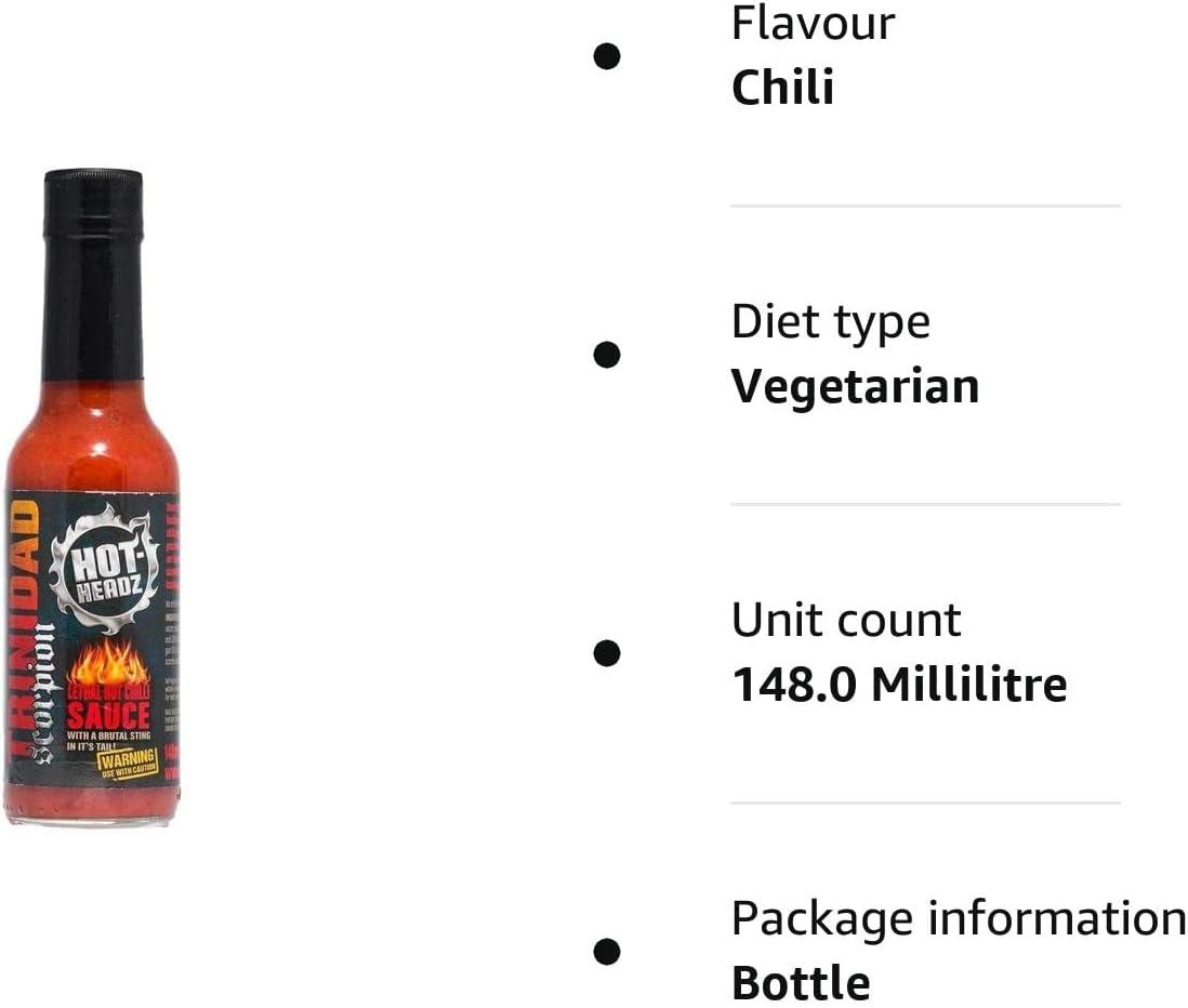 HotHeadz Trinidad Scorpion Lethal Hot Chilli Sauce 148ml 57 Trinidad Scorpion Chilli