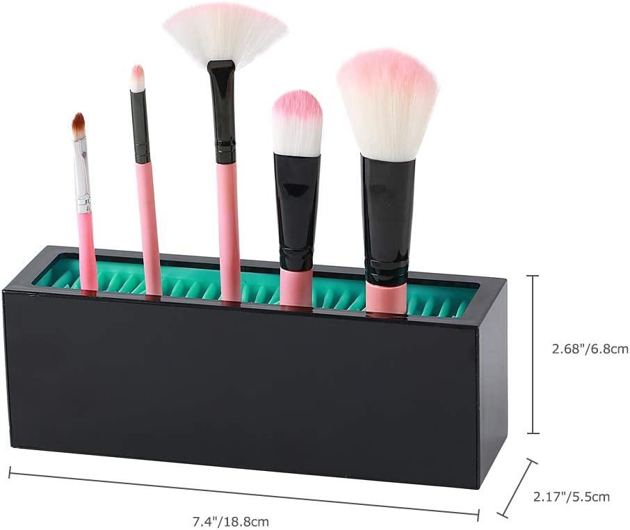 Silicone Cosmetic Brush Drying Rack,Makeup Brushes Holder, Soft Silicone Wall-Mounted Makeup Brush Toothbrush Stand Organizer Rack(Pink)