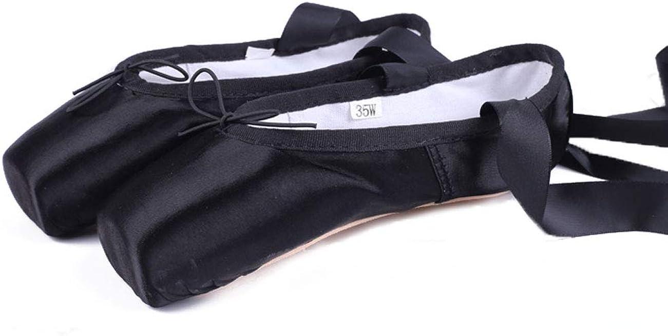 Daydance Ballet Pointe Shoes Girls/Women Black with Toe Pads and