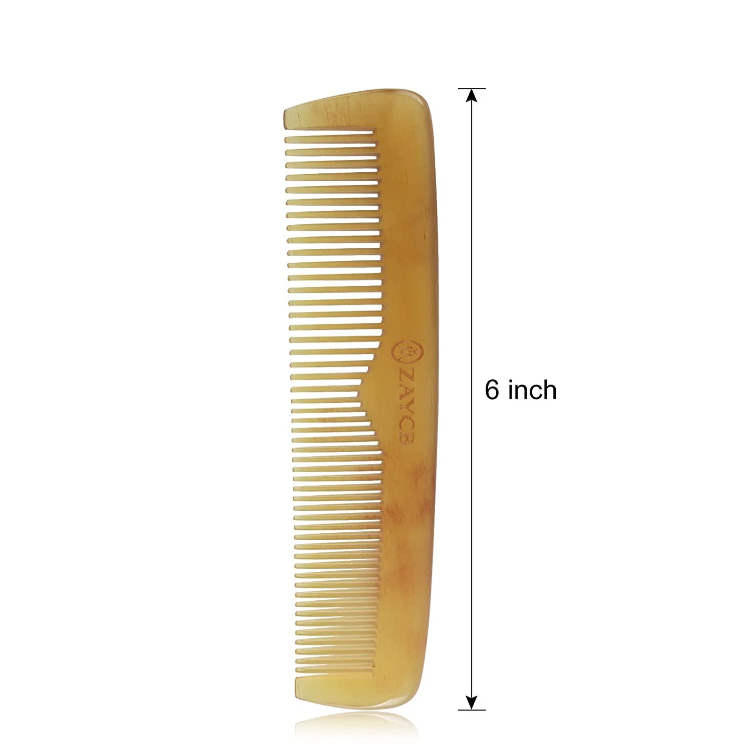 ZAYCB Buffalo Horn Fine Tooth Comb AntiStatic Hair Comb Hair