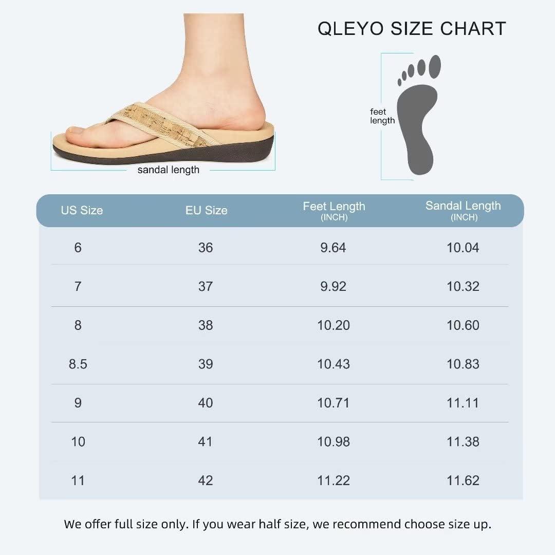 QLEYO Comfortable Womens Walking Flip Flops With Arch Support Best Plantar  Fasciitis Sandals For Flat Feet Pain Relief Soft Outdoor Thong Sandals with  PU Leather 10 W13-khaki