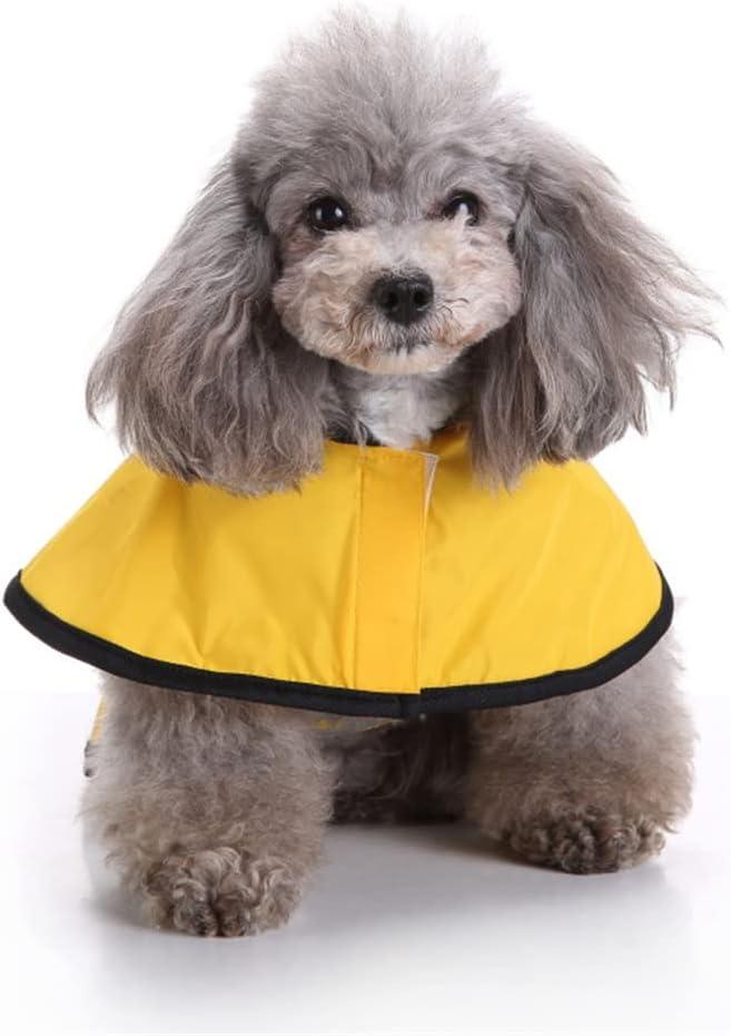Ornaous Reflective Yellow Dog Raincoat with Hood, Waterproof Pet Rain Jacket for Small Puppy