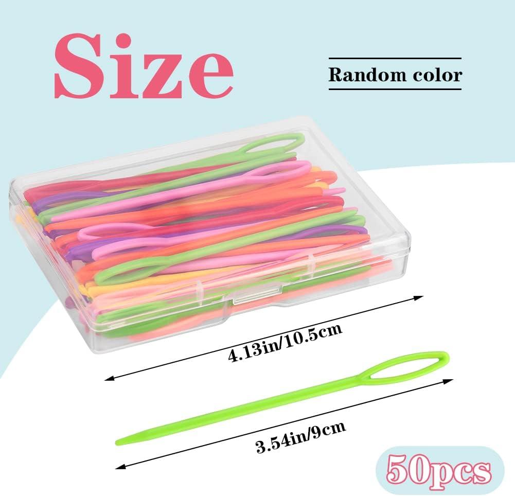 50pcs Plastic Sewing Needles, Large Eye Plastic Yarn Needles for Kids, 7cm/2.76inch Plastic Needles for Yarn and Craft Plastic Embroidery Needle for