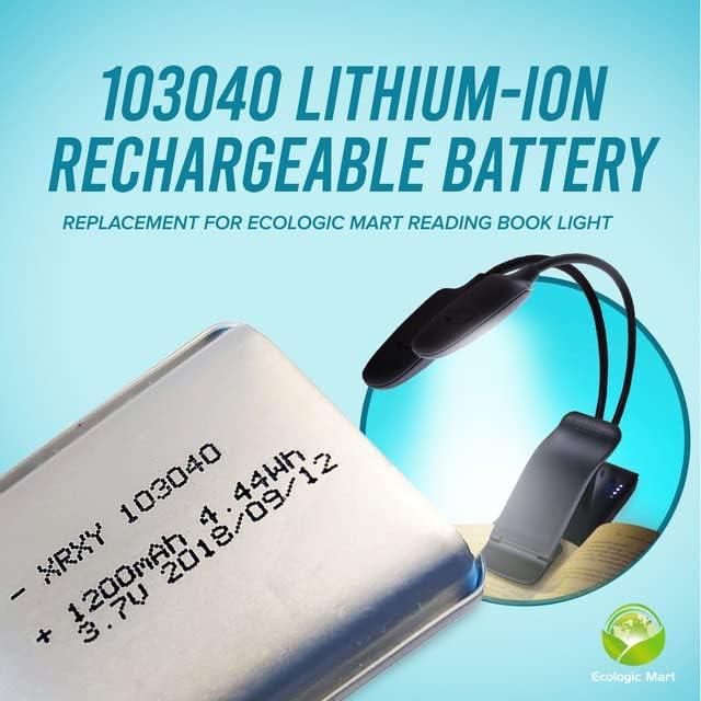  Ecologic Mart Lithium Ion Batteries, 3.7 Volt Rechargeable  Battery, 1200mAh LiPo Battery, Reading Book Light Battery Replacement,  103040 Type with Micro JST 1.25mm 2Pin Male Connector : Health & Household