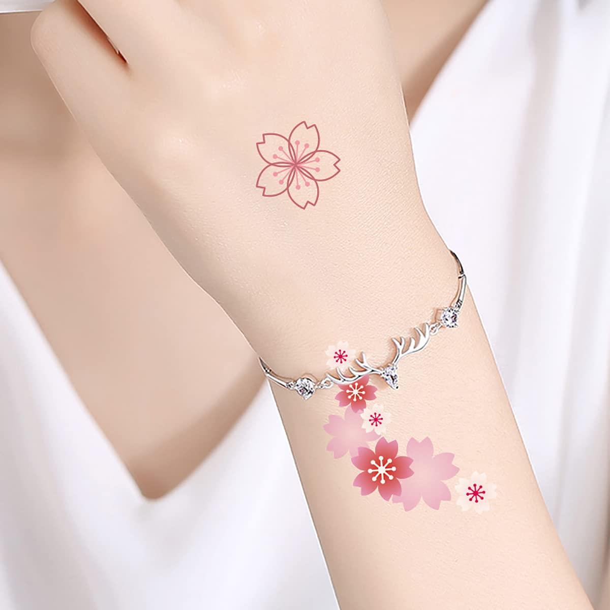 ANTI SWEAT WATERCOLOR Cherry Blossom Tattoo Sticker Women's $2.39 -  PicClick AU