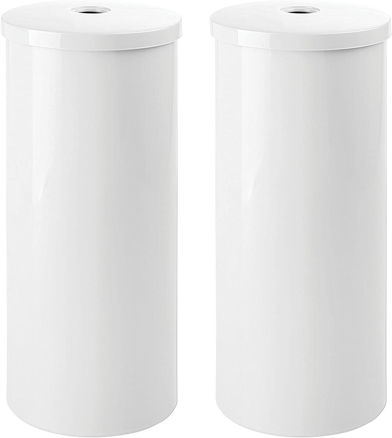 mDesign Plastic Floor Stand Toilet Paper Organizer with Cover, 3Roll