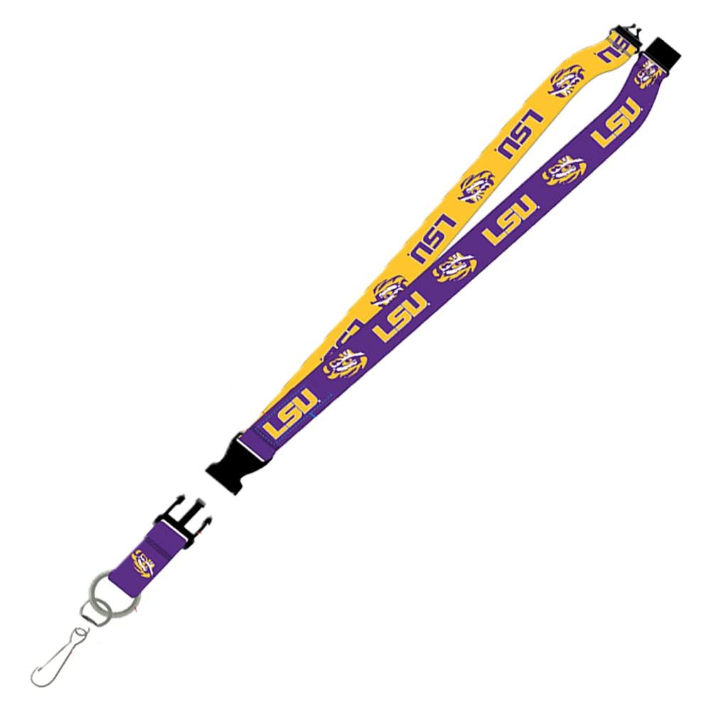 NCAA Two-Tone Lanyard with breakaway safety clasp and easy-remove clip for  keys or ticket holder Ncaa Lsu Tigers Two-tone Lanyard, Purple, One Size  (Psgls0253444)