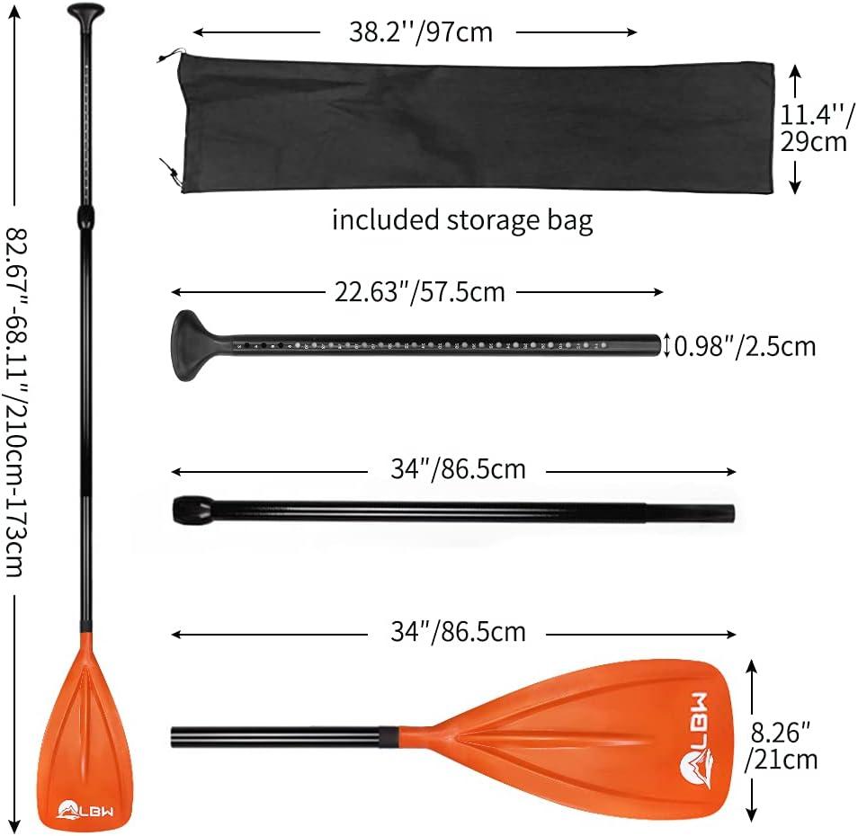 LBW Paddle Board Paddle, Adjustable 3-Pieces SUP Paddle, Aluminium Alloy  Floating Replacement Paddle for Paddle Board, Stand Up Paddle with Storage  Bag, Telescopic Portable Paddle Oars LBW - 1 Pcs - Orange