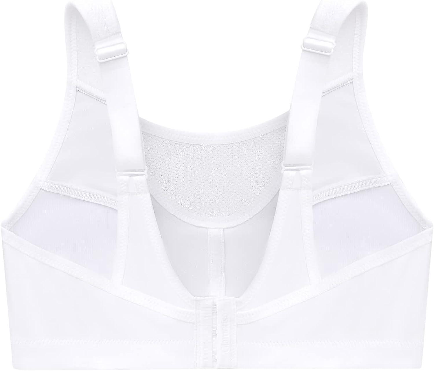 Glamorise Women's Full Figure No Bounce Plus Size Camisole Wirefree Back  Close Sports Bra #1066 42DD White