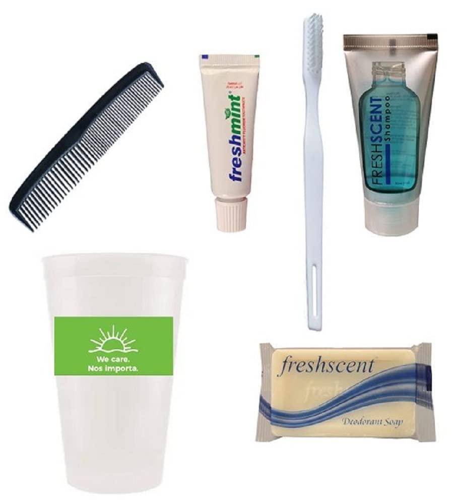 WE CARE Bulk Case of 10 Basic Hygiene & Toiletry Kits for Men, Women