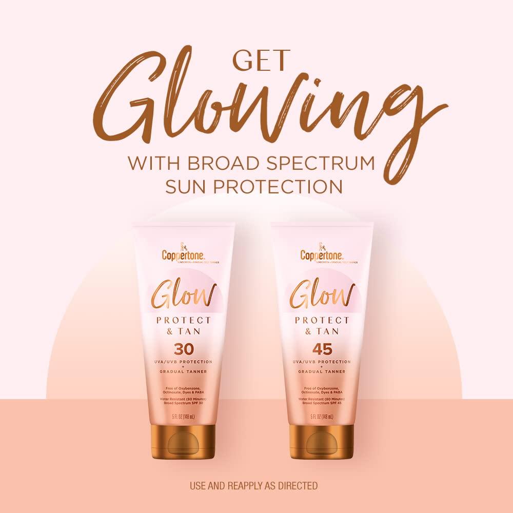 Coppertone Glow Protect and Tan Sunscreen Lotion with Gradual Self