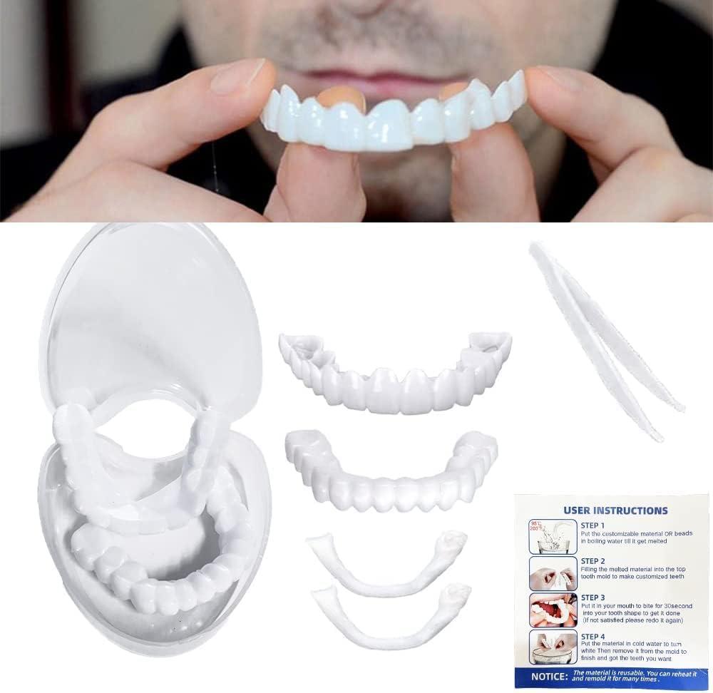 GAWEI Smile Teeth Customizable Temporary Perfect Fake Teeth Molds Braces  for Snap in Instant &Confidence Smile Dentures Teeth for Upper and Lower  Jaw Nature and Comfortable 3 sets