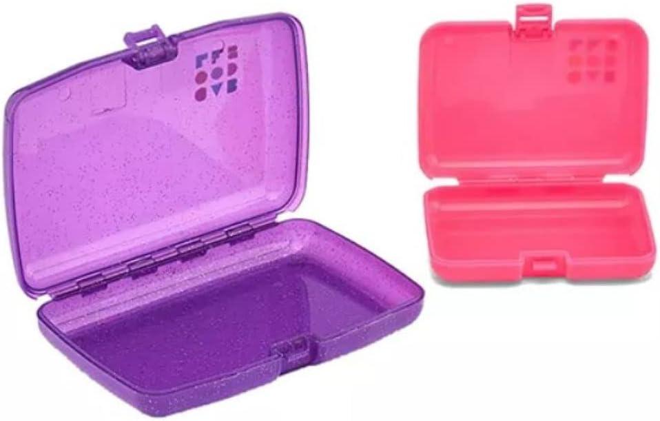 Caboodles Care Pack and Lil Bit Set  Mini Cosmetic Storage for Purse With  Snap-Tight Latch, Hot Pink & Purple