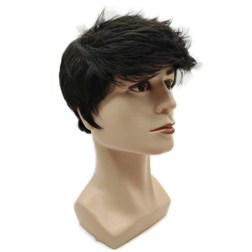 Black Wigs for Men Short Layered Synthetic Male Guy Wig for Cosplay