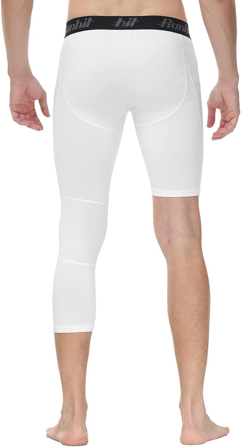 Men's 3/4 Compression Pants One-Leg Tights Athletic Layer Base
