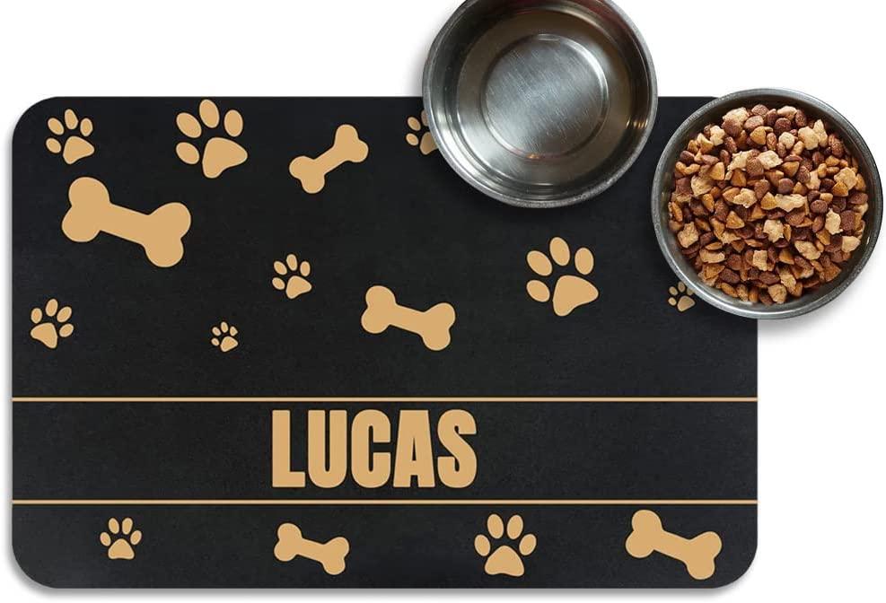 Personalised Pet Feeding Mat Dog/cat Bowl Mat Wood Cork Pattern Design 