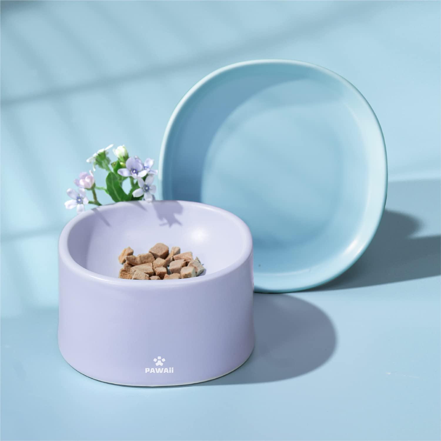 Combined Type Elevated Cat Bowl - Pawaii Purple Bowl and Blue Dish