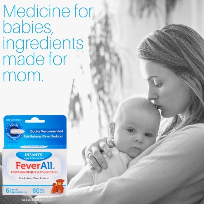 FeverAll Infants Acetaminophen Suppositories 6 Rectal Suppositories