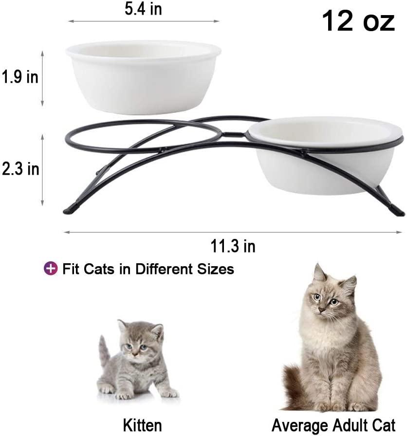 2x Cat Bowl Double Set Dog Bowls Dish Food Water Kitten Puppy
