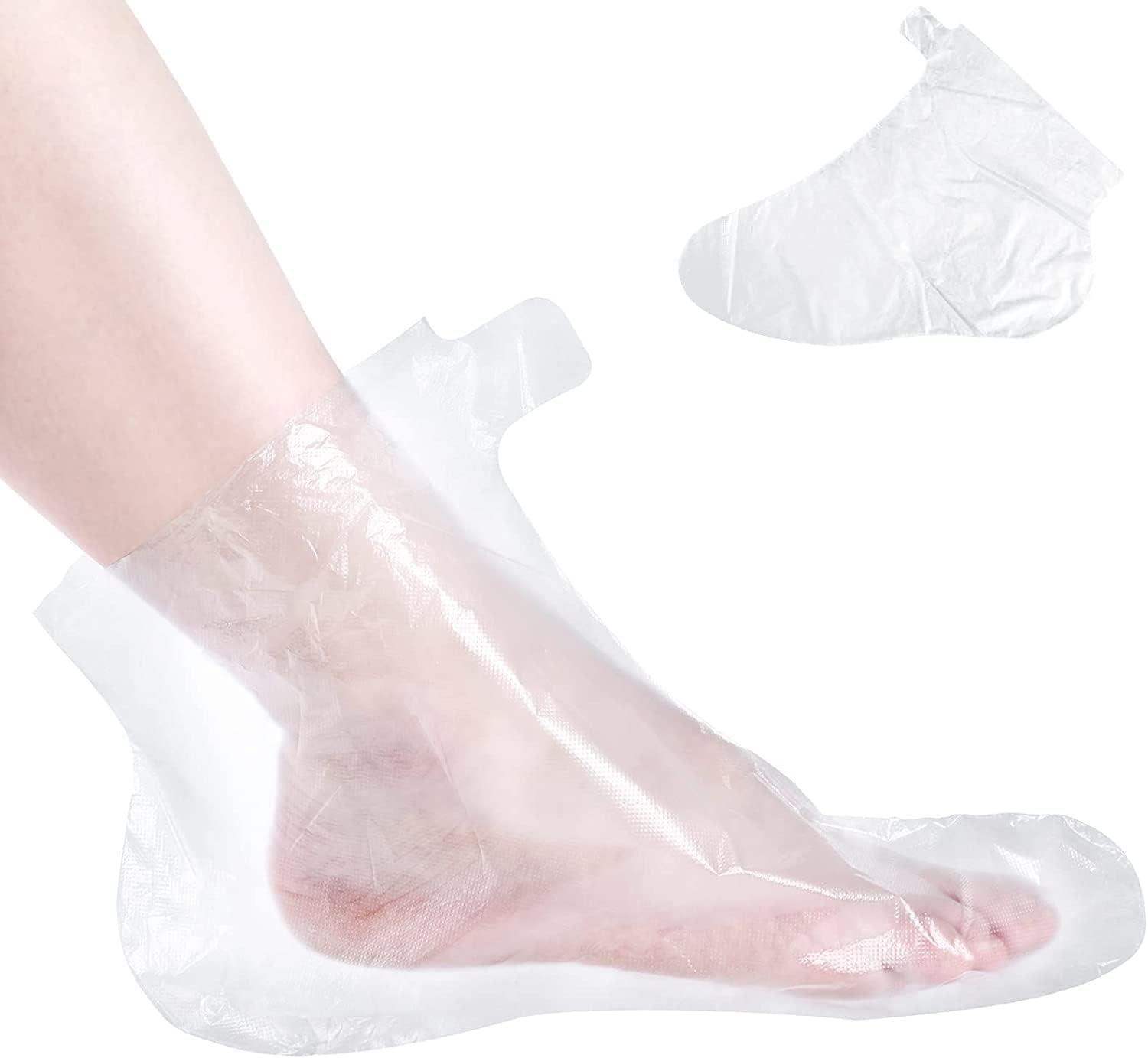 50pcs Clear Plastic Disposable Booties for Paraffin Wax Bath